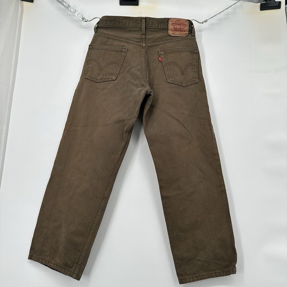 Levis 550 jeans‎ women sz 31x27  relaxed fit tapered leg olive green 1999  vtg